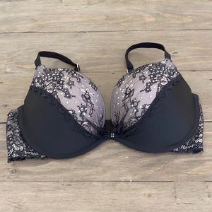 Black with lace and rhinestone push up bra